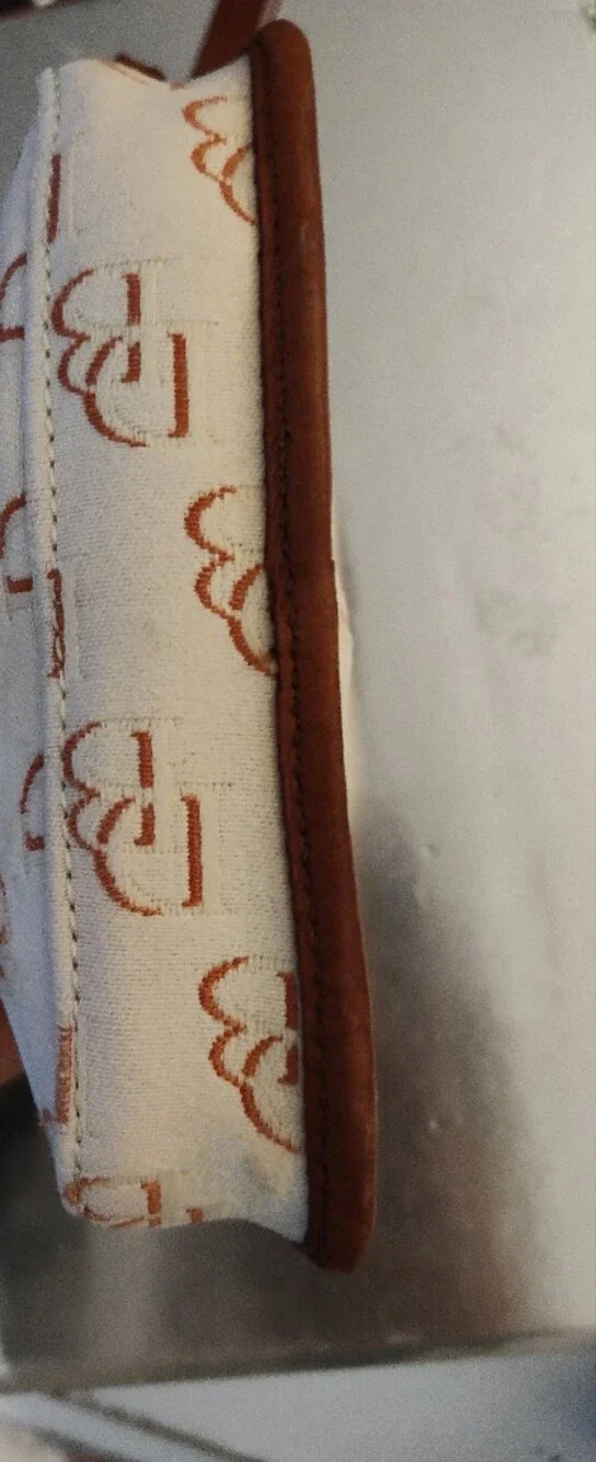 Dooney Bourke Vintage Wristlet Snap Repeating Logo, Cream/Tan